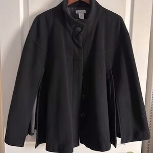 Jessica London Black Wool Cape Jacket